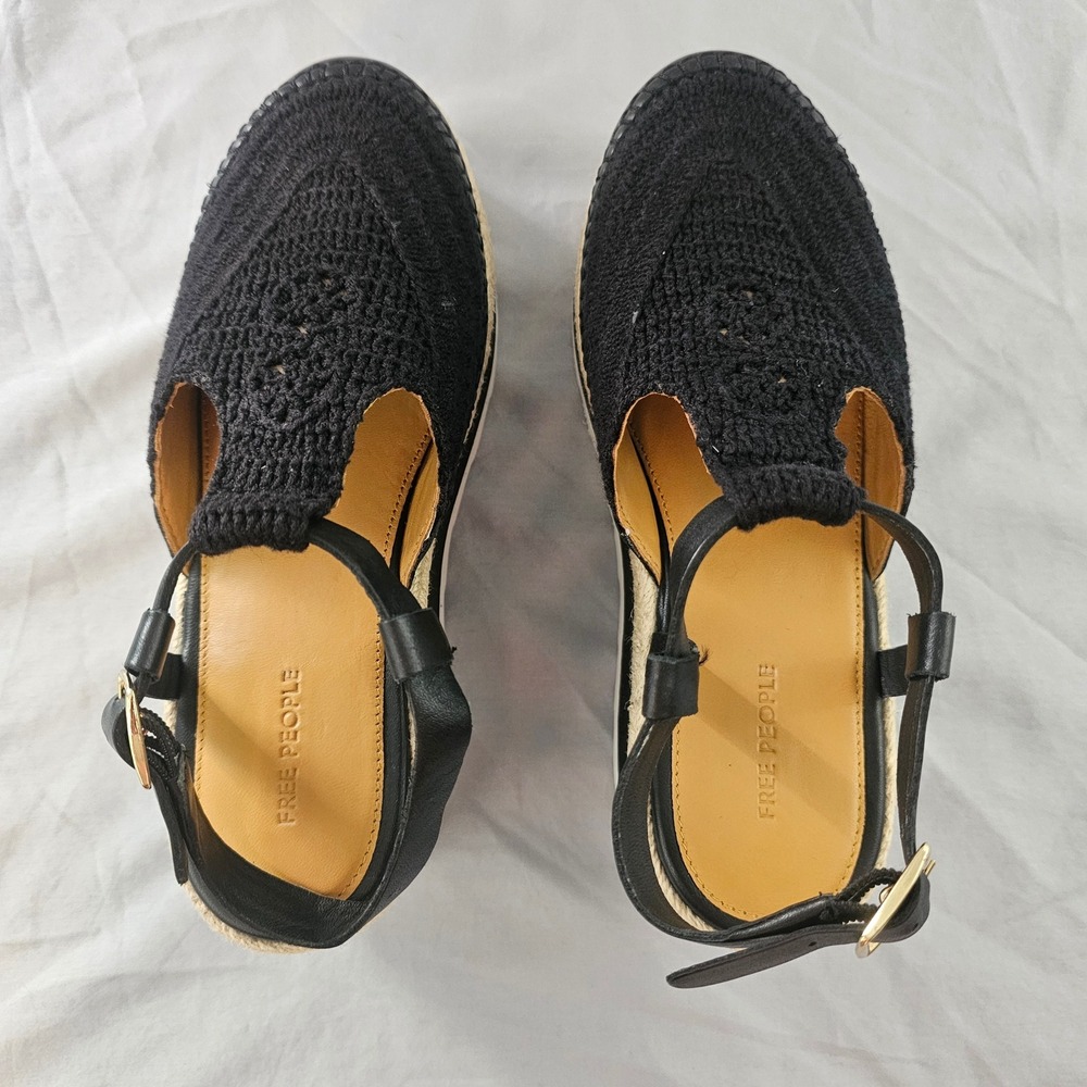 Free People Size 8 Black Morning in Mykonos Espadrille Platform Shoe NWOT NWOB - Picture 7 of 16